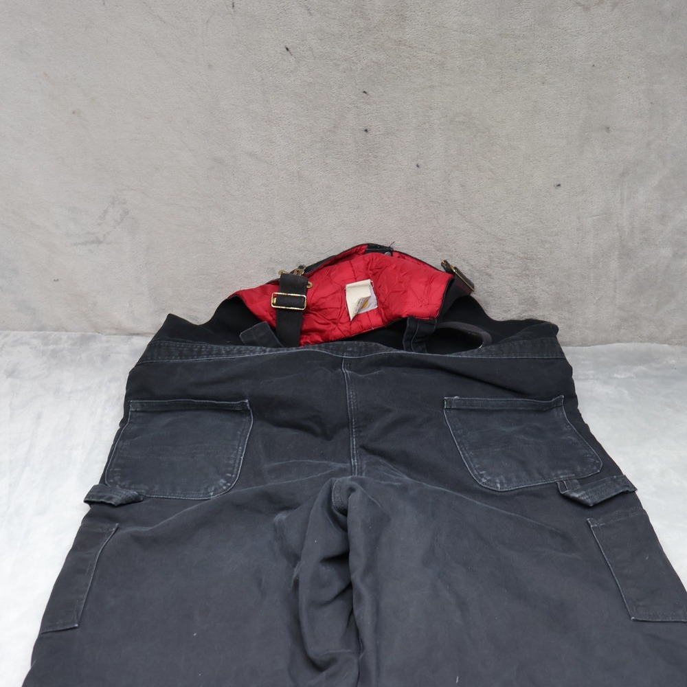 Carhartt Bib‎ Overalls Men 42x32 Black Firm Duck Insulated Quilt Lined Work R38 - Picture 10 of 12
